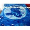 ISO Blue Anti Static Soft Mink Blanket Flower Pattern With Cotton Acrylic