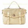 Brown Crocheted Hand Bags Messenger Bag With Rivets & Diamonds