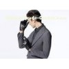 Popular Men's Leather Gloves Thread Decoration with Metal Accessories , Fake Fur Lined Gloves