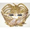 Metal Cuff Bangles With Rhinestoned Butterfly Design