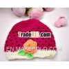 New Arrival Baby's Winter Knitted Woolen Cap Children's Cute Red Hat with Flower Accessory,1
