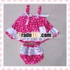 New arrive! 100%cotton hot pink polk dot swing ruffle top bloomer in set Summer Lovely Style Swing S
