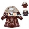 baby boys leather jacket kids thick fleece fur collar winter coat children clothing for 10-14years 2