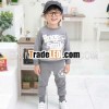 hot comfortable knitted french terry short sleeve t shirt top long pants set boys clothing