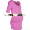 Wholesale Maternity Wear Maternity Purple Rushed Sleeve Dress