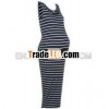 Wholesale Maternity Clothes Navy Skinny Stripe Maternity Dress