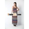 the most popular nice workmanship striped ladies design dress, blue and white stripe dress, black an