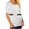 Bulk cheap white shirt with scoop neck