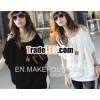 New wave off shoulder Batwing loose t shirt tops for women 3571