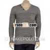 Mens Striped V-neck with Buttons