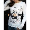 cheap white longsleeve t-shirt printed cotton
