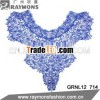 stylish embroidery color stone mesh neckline