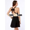 2013 latest Bow black crisscrossing straps skater Dress for women HGS1498