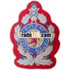 Sports Club Badges & Crests | Hand Embroidered Silver Bullion on Red Felt | Association Badges