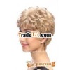 Blonde synthetic short curly lace wig for white women