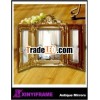 Baroque wood frame silver compact cosmetic mirror