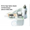 AC/DC Hot sale mini USB wall charger plus car charger with Iphone 4 data cable