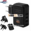 4 USB Power Adapter Travel Charger with 4 Easy Travel Interchangeable Plugs for New iPad