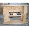beige sandstone fireplace with different designs