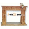 Red lime stone fireplace design