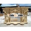 White Marble Fireplace Mantel With Statues For Home