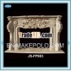 Beige marble fireplace mantel with flower carving