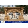 Hot Sale Indoor Yellow Marble Carved Statue Fireplace Mantel
