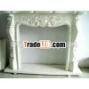 White Marble Fireplace With Flower Carving
