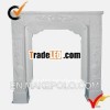 white freestanding wooden fireplace w/ embossed flower