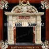 pink marble fireplace mantel, fire red marble fireplace, pink fireplace insert LH0053