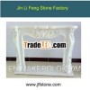 pure white marble stone fireplace surround