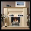 Beige Marble Simple Fireplace Mantel Design