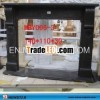 black stone fireplace