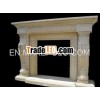 Beige Marble Decorate Corner Fireplace Mantel
