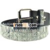 Black Belt White Ink-Spray Studs Fashion Snap Belt