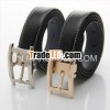 Black mens wide belts with high quality gold buckle