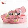 Pink Flower Embroidery Girl's Dressy PU Belts