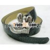 genuine black PU leather belt with diamond buckle