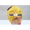 Knit Ear Warmer Knit Collar 2 in 1,  Knit Snood,  Yellow,  Flower Infinity Scarf. Neck Wear. Headban