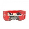 Gunmetal plated alloy buckle red bow belt