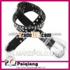 Wholesale rhinestone black leather hip belt