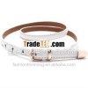 Hot Sale Fahion White Alloy Buckle PU Slender Belts