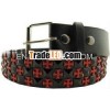 Black Belt Black & Red Studs & Crosses Fashion Snap Belt
