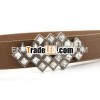 Fashion synthetic leather belts with diamonds