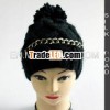 Knitted hat with metal chain