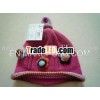 100%acrylic red flower winter hat