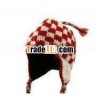 Kid checker jacquard Plush hat with ear cover