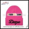 New 3D embroidery hip hop acrylic knitted beanie hat pink