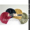 Knitted hat with fancy crochet floral