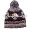 fashion jacquard knitted winter hat with pompon
